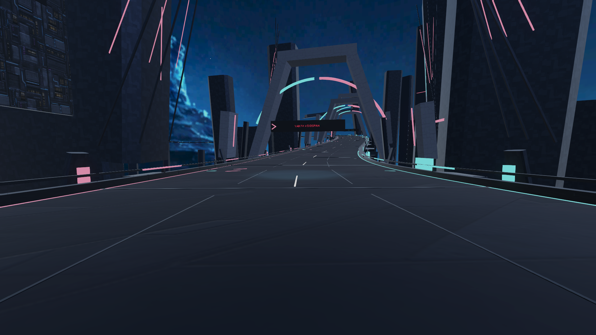 Void Rush Vanta Voidspan racing district in the current Unity scene