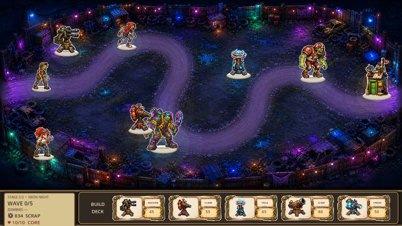 NEON NIGHT gameplay board in The Stickerz